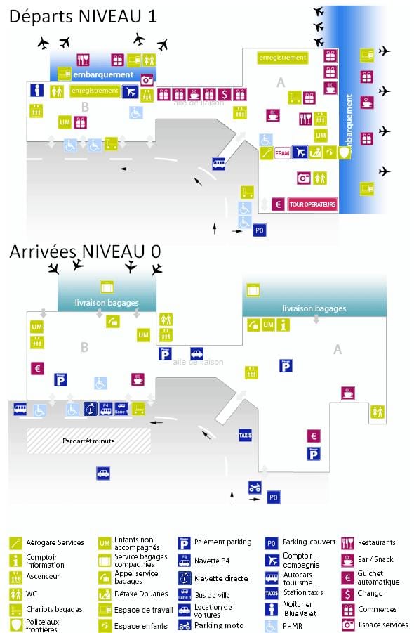 mapa de Bordeaux aeroporto