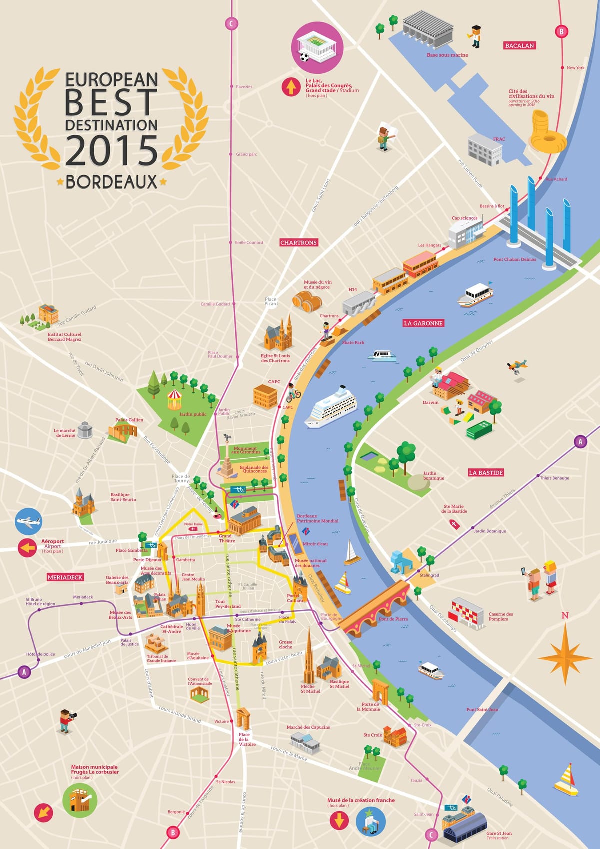 Bordeaux turismo mapa