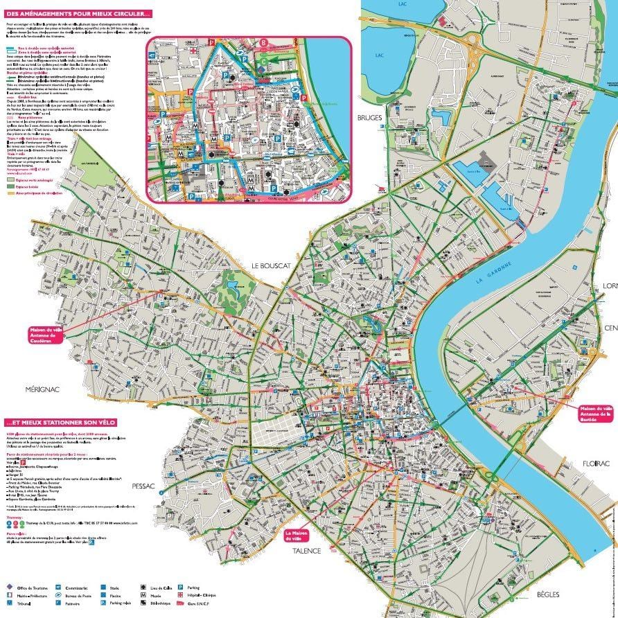 mapa de Bordeaux bicicleta