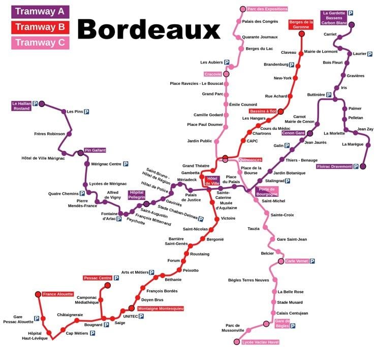 mapa de Bordeaux estación