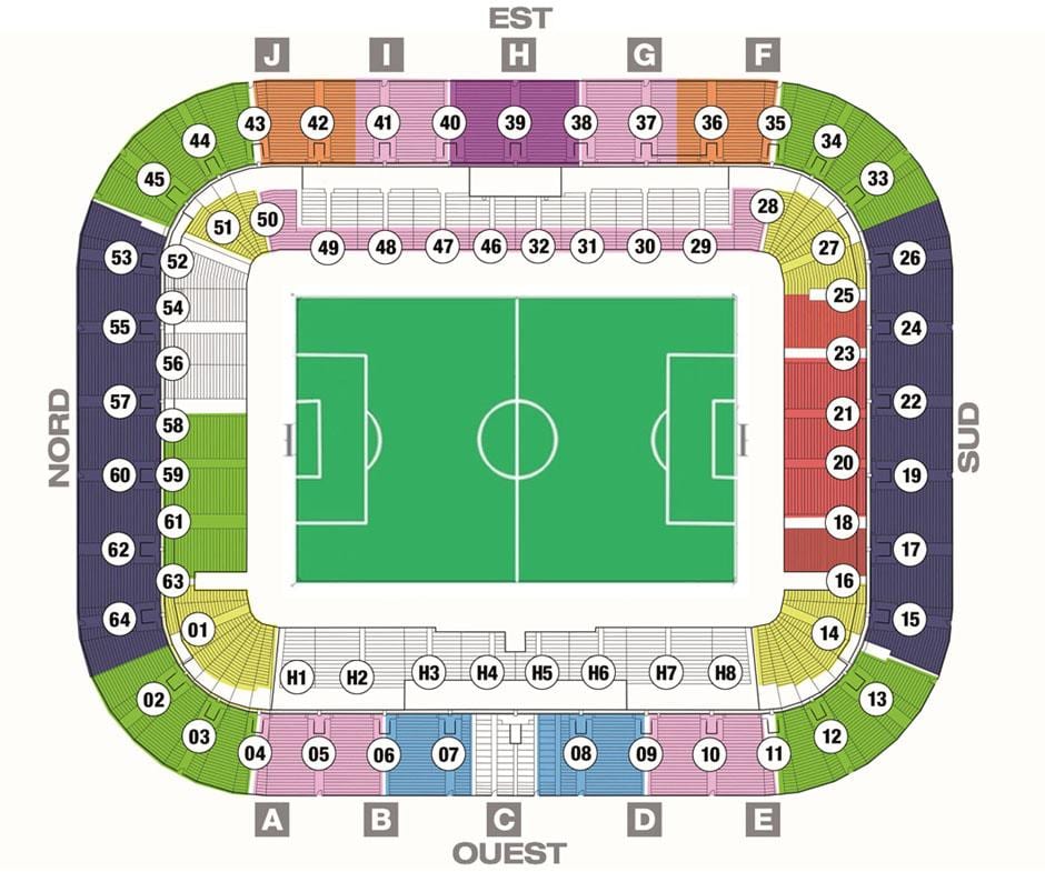 mapa de Bordeaux estadio