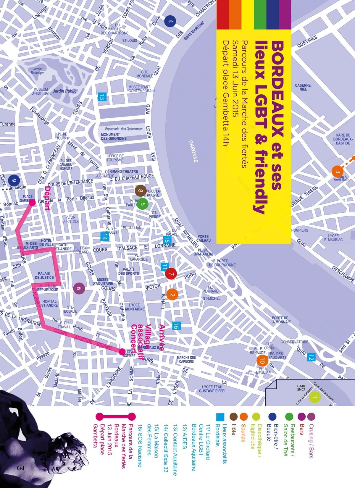 mapa de Bordeaux gay mapa