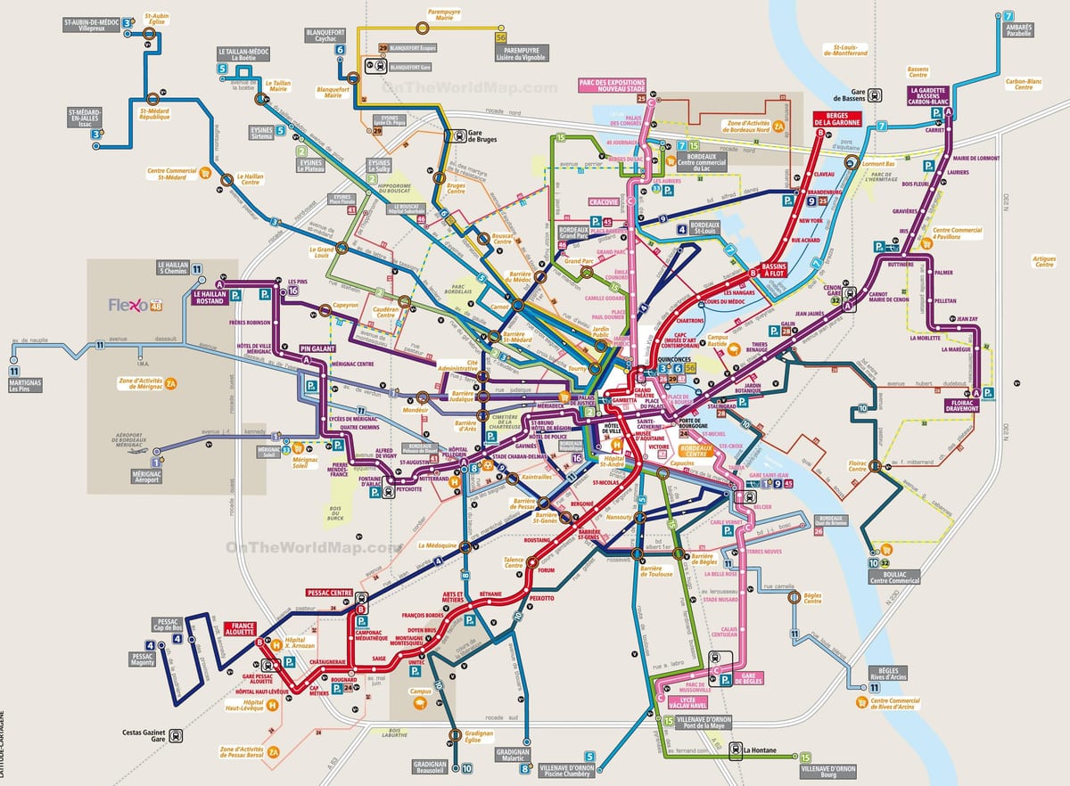 mapa de Bordeaux tránsito