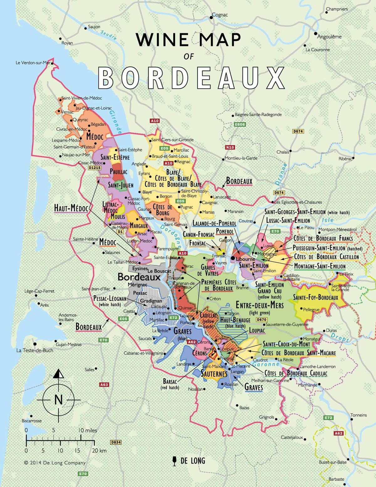 Bordeaux viñas mapa