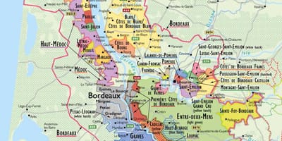Mapa da ruta do viño de Burdeos 