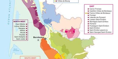 Mapa de Bordeaux viño país