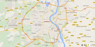 Mapa Bordeaux área de francia